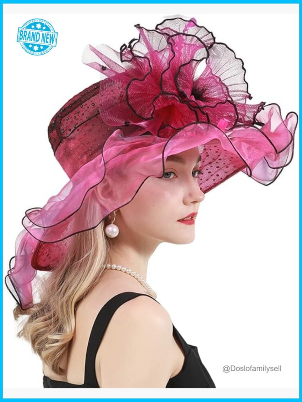 Organza Wide Brim Derby Hat Bridal Fascinator Church Wedding Tea Party Headwear